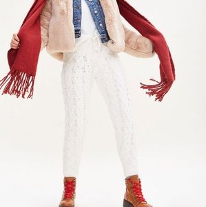 White Cable knit sweatpants Sz M